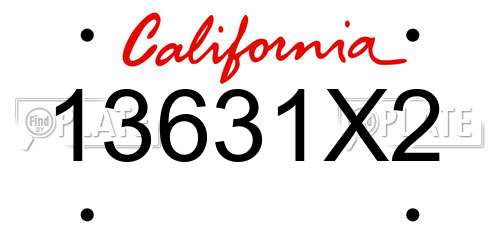 13631X2 California License Plate