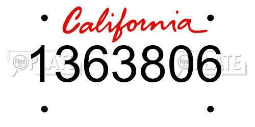 1363806 California License Plate