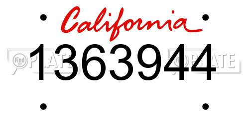 1363944 California License Plate