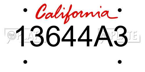 13644A3 California License Plate