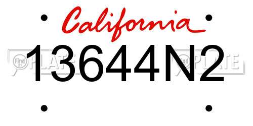 13644N2 California License Plate