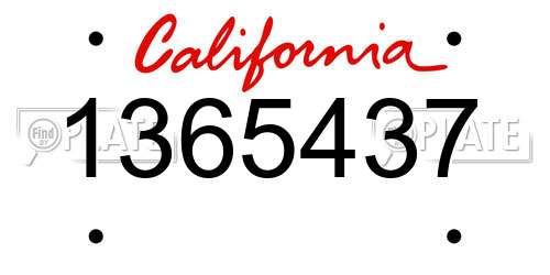 1365437 California License Plate