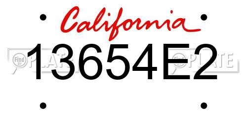 13654E2 California License Plate