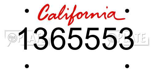 1365553 California License Plate