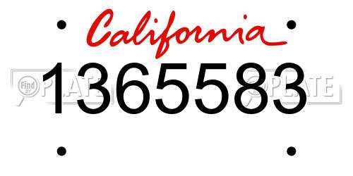 1365583 California License Plate
