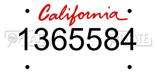 1365584 California License Plate