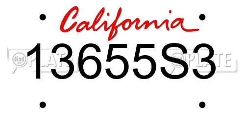 13655S3 California License Plate