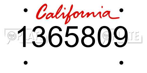 1365809 California License Plate