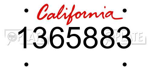 1365883 California License Plate