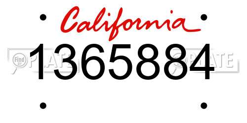 1365884 California License Plate