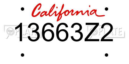 13663Z2 California License Plate