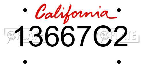 13667C2 California License Plate