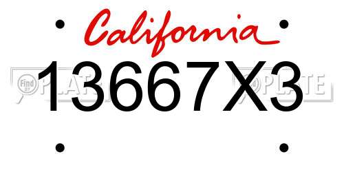 13667X3 California License Plate