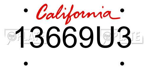 13669U3 California License Plate