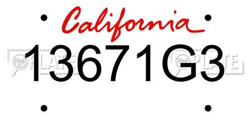 13671G3 California License Plate