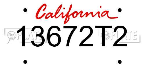 13672T2 California License Plate