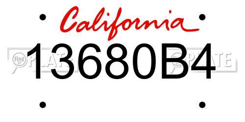 13680B4 California License Plate