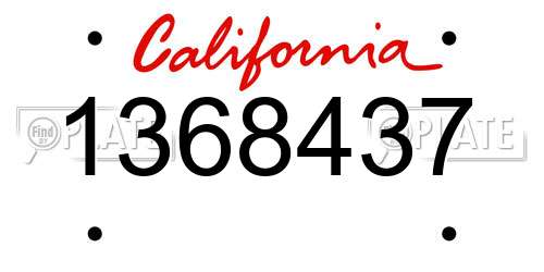 1368437 California License Plate