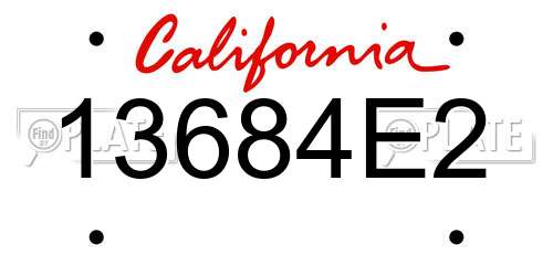 13684E2 California License Plate