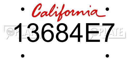 13684E7 California License Plate