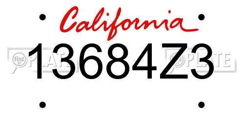 13684Z3 California License Plate