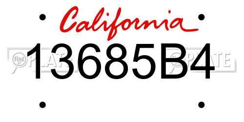 13685B4 California License Plate