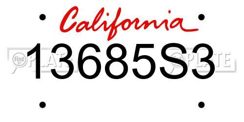 13685S3 California License Plate