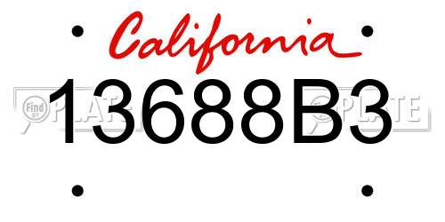 13688B3 California License Plate