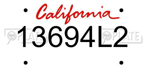 13694L2 California License Plate