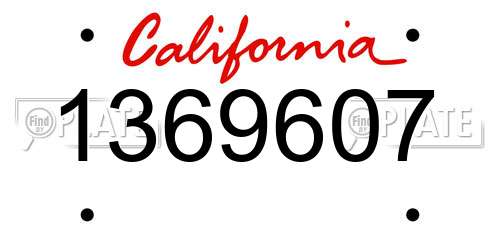 1369607 California License Plate