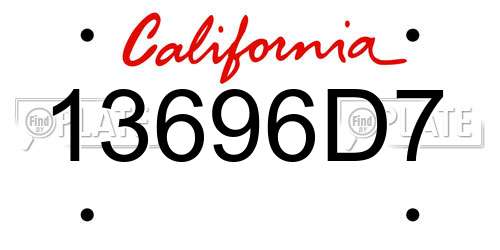 13696D7 California License Plate