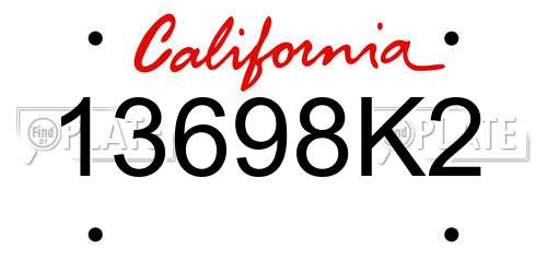 13698K2 California License Plate