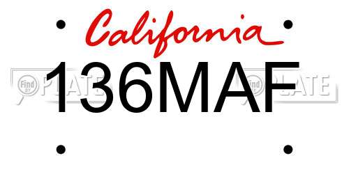 136MAF California License Plate