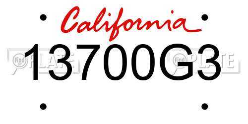 13700G3 California License Plate