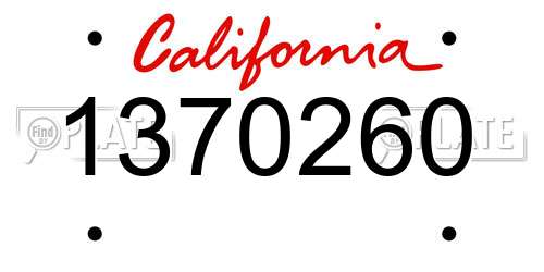 1370260 California License Plate