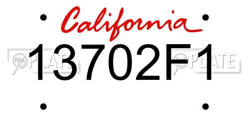 13702F1 California License Plate