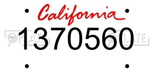 1370560 California License Plate