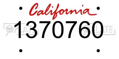 1370760 California License Plate