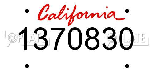 1370830 California License Plate