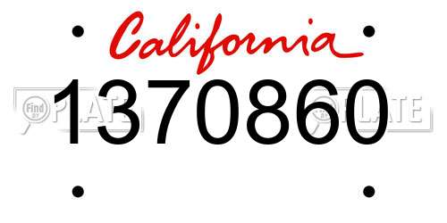 1370860 California License Plate