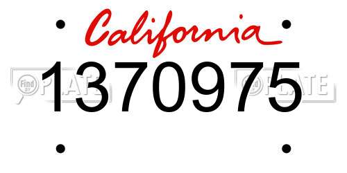 1370975 California License Plate