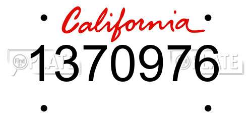 1370976 California License Plate