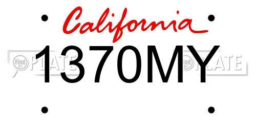 1370MY California License Plate