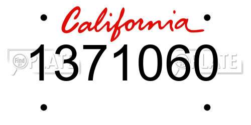 1371060 California License Plate
