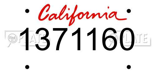 1371160 California License Plate