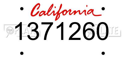 1371260 California License Plate