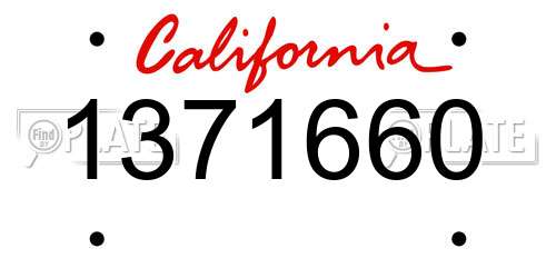 1371660 California License Plate