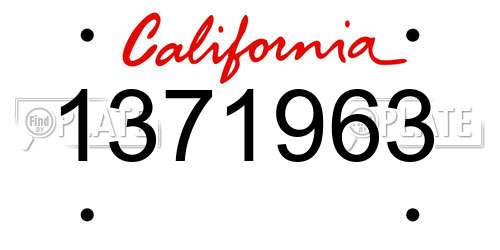 1371963 California License Plate