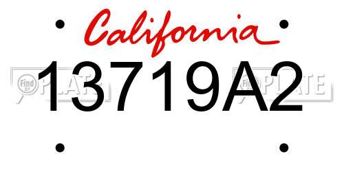 13719A2 California License Plate