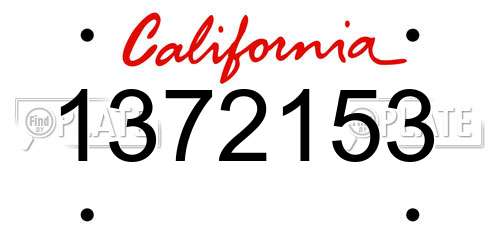 1372153 California License Plate